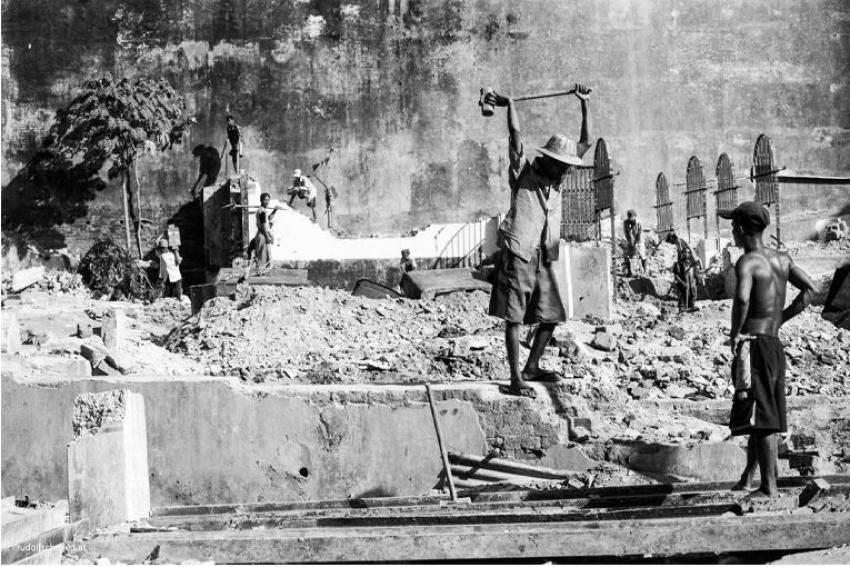 Eine Baustelle in Yangon, Myanmar