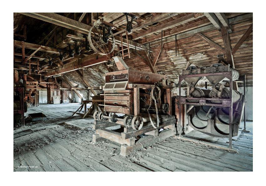 Eine alte Erbsenschälmaschine