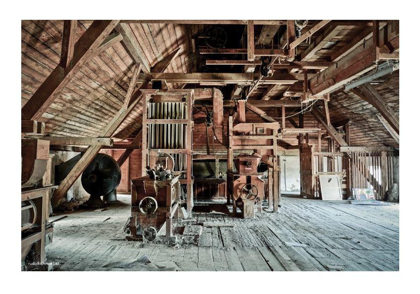 Eine alte Erbsenschälmaschine