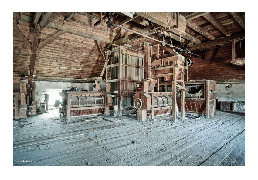 Eine alte Erbsenschälmaschine